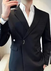 ジャケット テーラードジャケット メンズ スーツ バックル 春 秋 冬 秋冬 ブレザー シングル スーツ ビジネスアウター スリム カジュアル 細身 羽織 クラシック テレワーク 男の子 結婚式 おしゃれ e5 麻 インナー 薄い 大きいサイズ 紳士服 黒