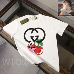 【本日限定特価】GUCCI 夏季新款 カップル用 綿100% クルーネックTシャツ ブラック/ホワイト [本日特価|新品未使用品]