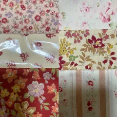 ルシアン　カットクロス　花柄　ピンク　レッド　ハギレ　まとめ売り