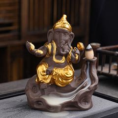 ガネーシャ 香炉 香炉禅飾り 逆流香炉 線香 お香 お香立て 線香  線香立て 彫刻 リラックス インテリア リビング 寝室 玄関 開運 幸運 長寿 縁起物 魔除け 厄除