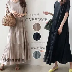 ワンピース レディース ロングワンピース カジュアル ゆったり Aライン 重ね着 無地 大きいサイズ プリーツ マキシ 夏 おしゃれ