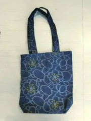 【ハンドメイド】トートバッグ 中（紺色和柄）[A-037]