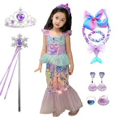 新品 [JIEAIRUI] アリエル風 ドレス 子供 人魚姫風 コスプレ アリエル風 コスプレ 子供 プリンセス ドレス こども 変身 マーメイド風 ワンピース ハロウイン コスチューム 仮装 キッズコスチューム 誕生日 クリスマスプレゼント