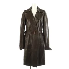 ポールカ PAULE KA レザー ロングコート チェスター 総裏地 比翼ボタン ベルト付 38 茶 ブラウン /MY ■OSのサムネイル