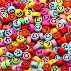 【新着商品】ミックス ランダム カラー スペーサー ルースビーズ DIY 花 月 ジュエリー 星 ハート付き ブレスレット ディスク ラウンド ネックレス フラット アクリル クラフト作成 200個