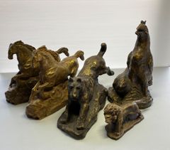 北村西望 馬 獅子 戌 鶏  置物 5体セット おまとめ