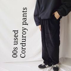 【00s】GRANT THOMAS コーデュロイ ツータック 太畝 アメリカ古着 ブラック ワイドパンツ