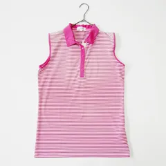Calvin Klein　カルバン・クライン　レディースゴルフノースリーブボーダーシャツ　LLサイズのサムネイル