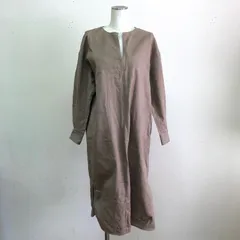 シップスエニィ ウォッシャブルモールスキンワンピース キーネック コットンツイル