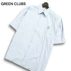 GREEN CLUBS グリーンクラブ 春夏 ロゴ刺繍★ 半袖 ボタンダウン ストライプ シャツ Sz.4 メンズのサムネイル