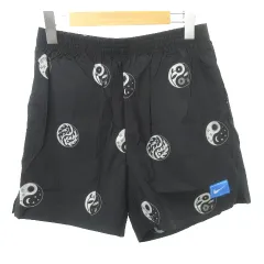 ナイキ NIKE タグ付き CJ3886-010 ショート パンツ ロゴ 総柄 ウエストゴム ナイロン 薄手 Mサイズ 黒 ブラック ■052のサムネイル