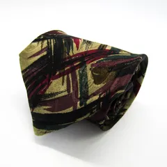 ミッソーニ ブランド ネクタイ 総柄 格子柄 パネル柄 シルク イタリア製 PO メンズ カーキ Missoni 【中古】