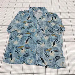 ◇ ⊂ Disney ディズニー ミッキー ドナルドダック 半袖 シャツ サイズLL ライトブルー系 メンズ E  【1509180007889】