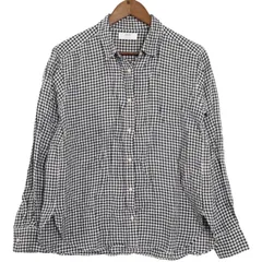 UNIQLO ユニクロ 春夏★ 麻100% ギンガムチェック 格子柄 長袖 シャツ Sz.M レディース