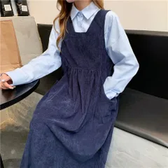 ☆ ネイビー ☆ ジャンバースカート ワンピース 秋冬 ジャンバースカート サロペット レディース キャミワンピース キャミワンピ ワンピース ワンピ オーバーオール ジャンスカ サロペットスカート Aラインスカート ひざ下スカート ポケット オールインワン