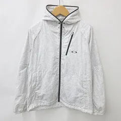 オークリースカルコレクション OAKLEY SKULL COLLECTION ゴルフ ジャケット パーカ 裏起毛 2WAY 長袖 半袖 フード 総柄 ロゴ 刺繍 ホワイト グレー 白 XL