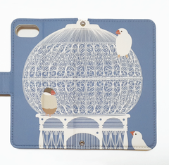 TORINOS 全機種対応　手帳型スマホケース　（対応カメラホール付）カゴ　文鳥