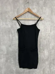eimy istoire エイミーイストワール キャミソール 刺繍 ロゴ ミニ ニット ワンピース sizeF/黒 ■◆ レディース