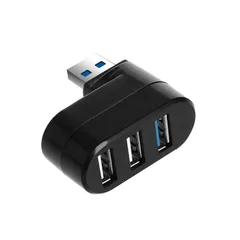 新品 YFFSFDC USBハブ 3ポート USB3.0＋USB2.0コンボハブ バスパワー 回転可能usbハブ USBポート拡張 高速ハブ 軽量 コンパクト 携帯便利 (ブラック)