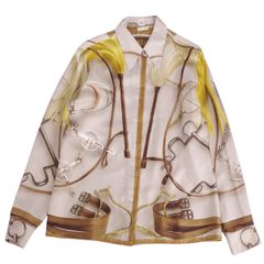 美品 エルメス HERMES シャツ ブラウス ロングスリーブ 長袖 総柄 シル