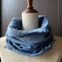 あったらいいな♪を形に…一枚仕立てゆらゆらフリンジシングルスヌード　ブルーグレー