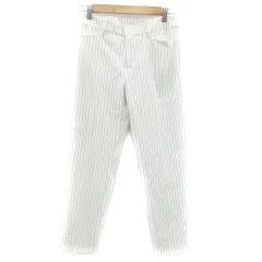 インディヴィ INDIVI テーパードパンツ ロング丈 ストライプ柄 38 ホワイト 白 /YM10