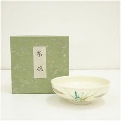 仁清写 朝顔 平茶碗 平安東雲窯 茶道具 京焼 色絵 金彩 紙箱付 夏茶碗