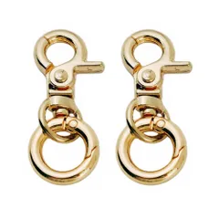 【特価商品】(ゴールド) 手芸用品 DIYスプリング アクセサリー キーリング ハンドメイド 回転カン付き 【2個入】ワンタッチキーホルダー キーホルダー金具
