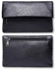 [GRHONC] クラッチバッグ メンズ セカンドバッグ 結婚式 PUレザー 防水 iPad収納 外収納付き フォーマル 冠婚葬祭 (ブラック) [ブラック]