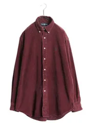 【お得なクーポン配布中!】 90s ラルフローレン 細畝 コーデュロイ 長袖 ボタンダウン シャツ メンズ L オールド ポロ ヘビーウェイト 長袖シャツ ワンポイント エンジ