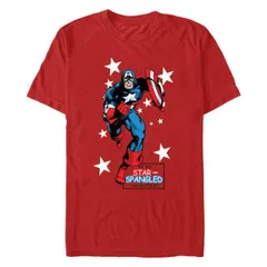 【送料無料】 マーベル メンズ Tシャツ トップス Men's Marvel Captain America Be My Star Spangled Valentine Graphic Tee Red