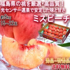 【予約：7月26日～8月27日出荷予定】ミスピーチ 桃 約5kg 15～22玉 福島県産 贈答規格 JA全農ふくしま 福島で採れたモモを厳選！光センサー選果で安定した甘さ
