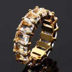 .925Silver バケットカット CZダイヤ（キュービックジルコニア）リング メンズ 16・18号 おしゃれ USラッパー