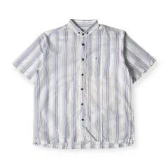 リネン混 G-STAGE comming man ジーステージ ストライプ BD ボタンダウン 半袖シャツ LL/マルチ メンズ