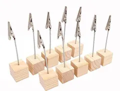 【迅速発送】木製 スワイヤー メモクリップ メモホルダー メモスタンド カードスタンド カード立て・写真立てに オフィス/机上用品/文房具用に (木色１０個セット)