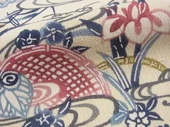平和屋着物■上質な小紋　型染め　御召縮緬　流水籬草花文　逸品　CAAE4641ev