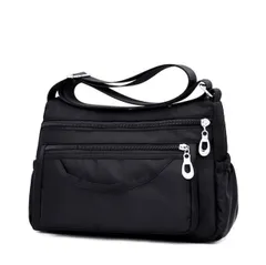 ショルダーバッグ レディース  斜めがけ ナイロン おしゃれ 大容量 軽量 収納 ポケット マザーズバッグ シンプル 黒 ブラック お出かけ かばん