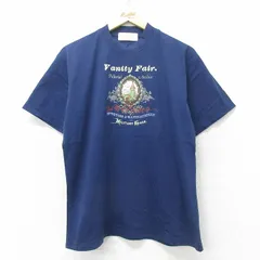 L/古着 半袖 ビンテージ Tシャツ メンズ 00s Vanity 刺繍 コットン クルーネック 紺 ネイビー 24jun14 中古
