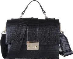 AngelMoon(エンジェルムーン) 母の日 小さめバッグ レディース パーティー フォーマル ビジネス ミニバッグ ポシェット ミニボストン 斜めがけ( リザード風・黒)