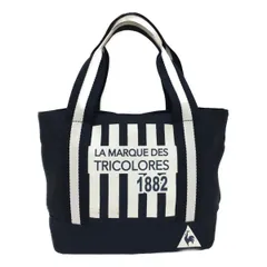 中古 ルコックスポルティフ le coq sportif カートバッグ ネイビー×ホワイト 紺×白 ストライプ柄 ラウンドバッグ
