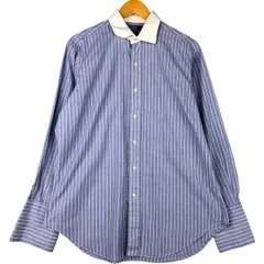 古着 ラルフローレン Ralph Lauren POLO by Ralph Lauren PHILIP ワイドカラー ストライプ柄 クレリックシャツ メンズL相当/eaa591766