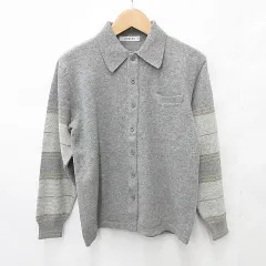 アイスバーグ ICEBERG ニット カーディガン 衿付き 釦開き 無地 ボーダー 刺繍 テープ ウール グレー 白 黄 ホワイト イエロー XSのサムネイル