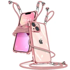 【新着商品】iPhone 13 ケース クリア ショルダー iPhone13 スマホケース アイフォン13 カバー 肩掛け 斜めかけ 縄掛けケース 透明 薄型 軽量 TPU 携帯ケース 紐付き 斜めがけ 織りストラップ付き 長さ調整可能 取り外し可能 落下防止