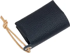 (ルミニーオ) luminio ポケットティッシュケース レザー 携帯用 革紐 日本製 ストラップ付 本革 姫路レザー ティッシュカバー 13colors (ネイビー)【Amazonから発送】