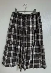 日本 ヴィンテージ shuca ココア チェック ロング丈スカート