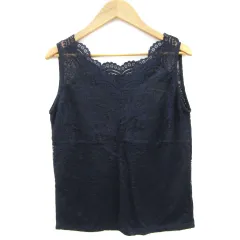 ロペピクニック ROPE Picnic ブラウス カットソー ノースリーブ 総レース 38 M ネイビー 紺 /YM10