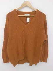 ◇ AZUL BY MOUSSY Vネック 長袖 オーバーサイズ ニット セーター サイズ S ライトブラウン レディース E  【1302010026773】