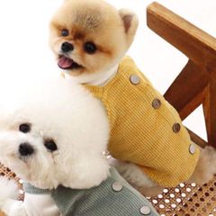 犬の服　コーデュロイトップス(グリーン、イエロー)