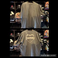 THRASHER スラッシャー Tシャツ PIGMENT FLAME HEART S/S T-SHIRTS 半袖 TEE ビッグシルエット オーバーサイズ ピグメント加工 メンズ レディース ユニセックス CHACO Mサイズ ¥5390+送料¥550