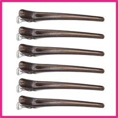 6_クリアブラック／6本 KISARG ダッカール メンズ ヘアピン ヘアクリップ 美容師 プロ用 前髪 ブロッキング 髪留め クリップ 跡がつかない ピン 大きめ Lサイズ 12.3cm 6本セット クリアブラック